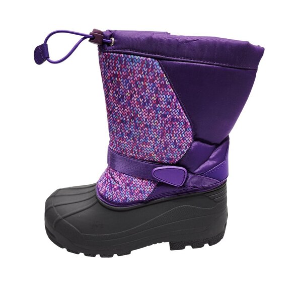Girls Purple Winter Snow Boots Size 2 Knit Pattern Insulated - Picture 7 of 12